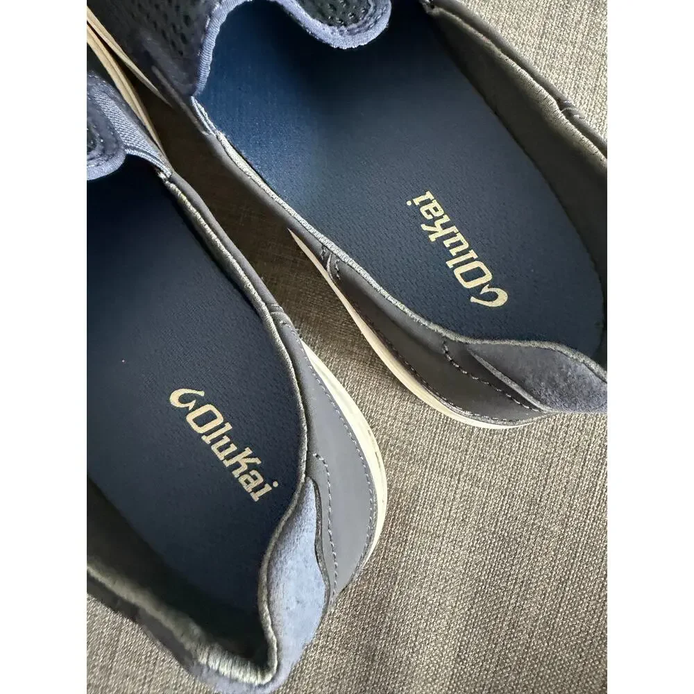 OluKai Lae'ahi Men's Size 10 Navy Blue Mesh Slip On Sneakers Casual Shoes